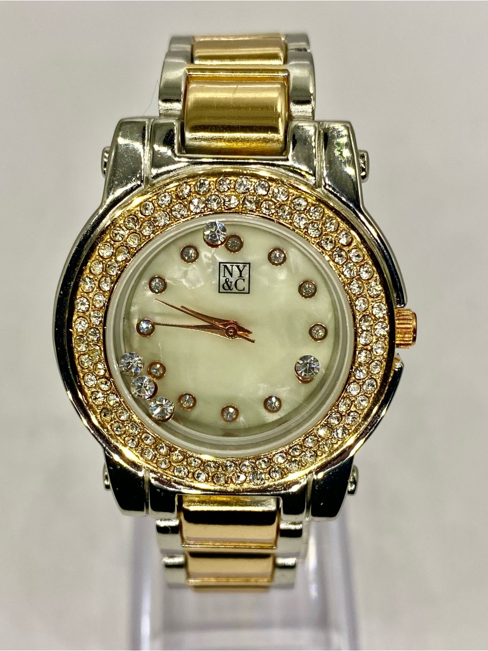 Men’s *** New York & Company Two-Tone Gold *** Iced Crystal Accent  Watch ***